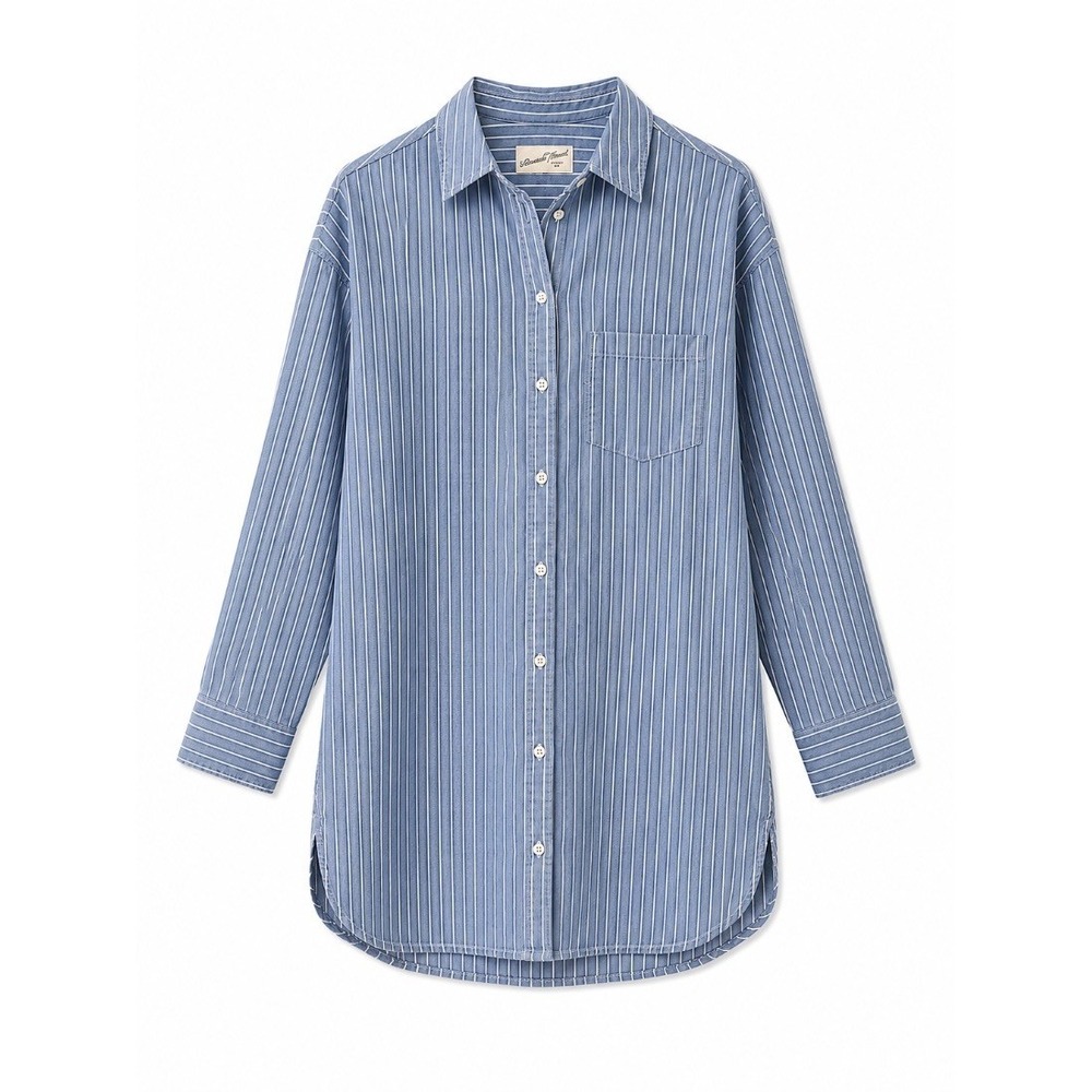 Universal Thread Womens Blue Stripe Cotton‎ Oversized Shirt Tunic Size S